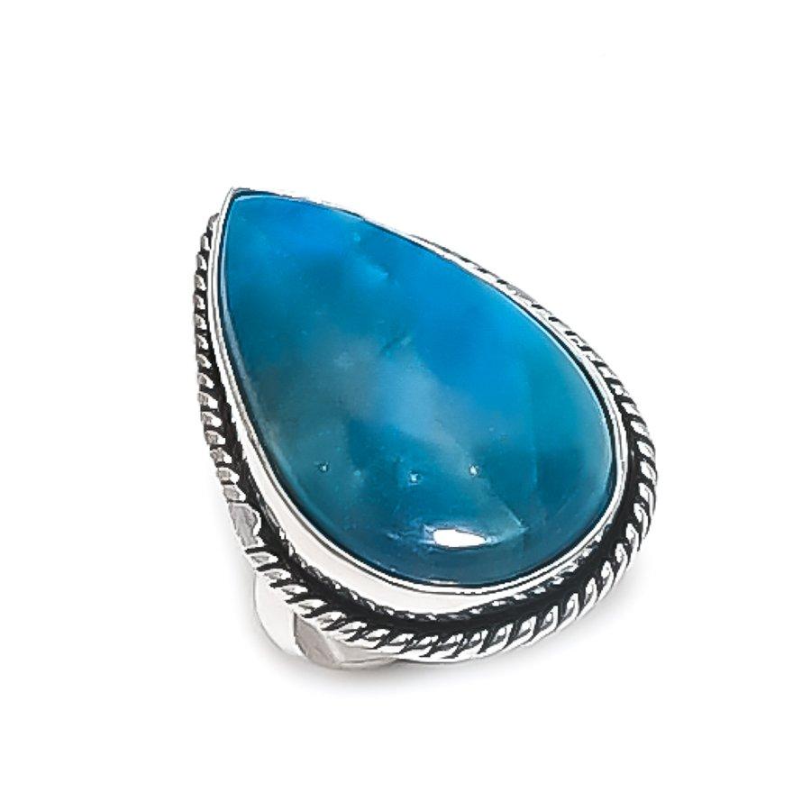 Natural Neon Blue Apatite Gemstone 925 Sterling Silver Jewelry Ring Size 6 l1I30