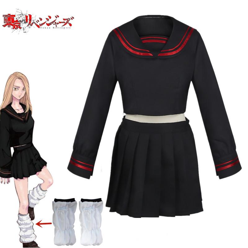 

Аніме Tokyo Revengers Shiba Yuzuha Sailor School Uniform Girls Skirt Suit Cosplay Costume Women Dress Black M як показано кольору