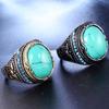 Vintage Turquoise Naturalne Pierścionki z Kamieniami Szlachetnymi dla Mężczyzn Tytanowe Obrączki Na Palce Ze Stali Nierdzewnej Fajne Akcesoria Rozmiary Biżuterii 7-13 Nowość