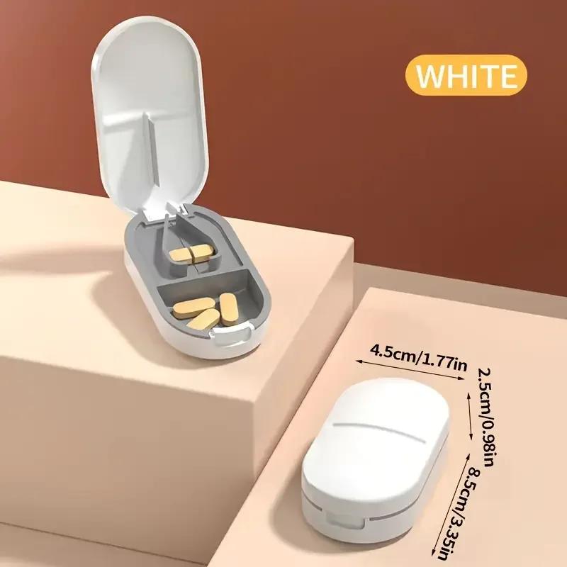 Compact Portable Pill Cutter Integrating Storage Box Adjustable Pill Splitting Crushing Function and Durable Steel Cutting Blade