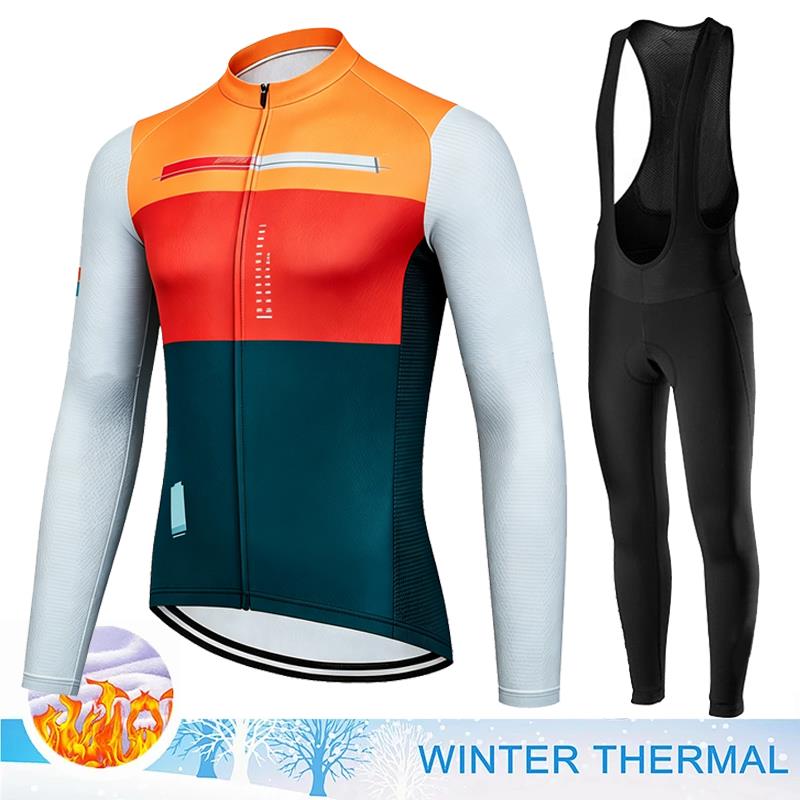 Men Winter Fleece Thermal Jacket MTB Bicycle Clothing Long Sleeve Cycling Jerseys Set Ciclismo Outdoor Warm Cothes Pants