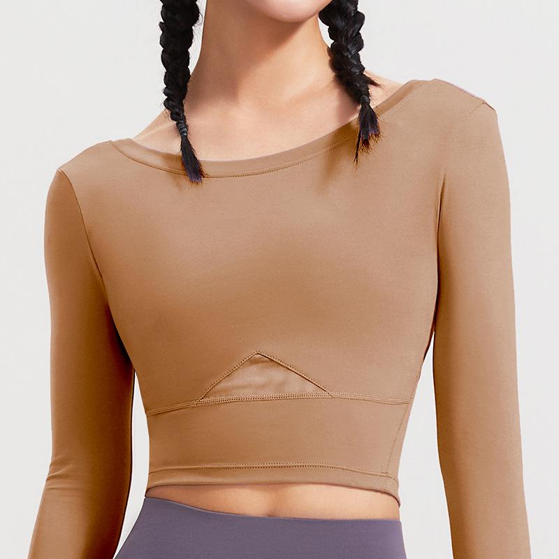 

Женский кроп-топ для йоги с длинным рукавом и быстрой сушкой – Спортивная футболка облегающего кроя для бега и тренировок M