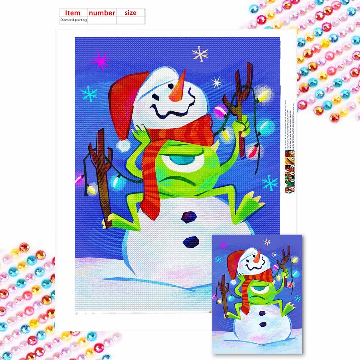 

5D Алмазная Живопись Сделай Сам Снеговик и Большеглазый Мальчик Полная Выкладка Стразами Мозаика Вышивка Изделия Ручной Работы Домашний Декор Подарок Round 20x30cm
