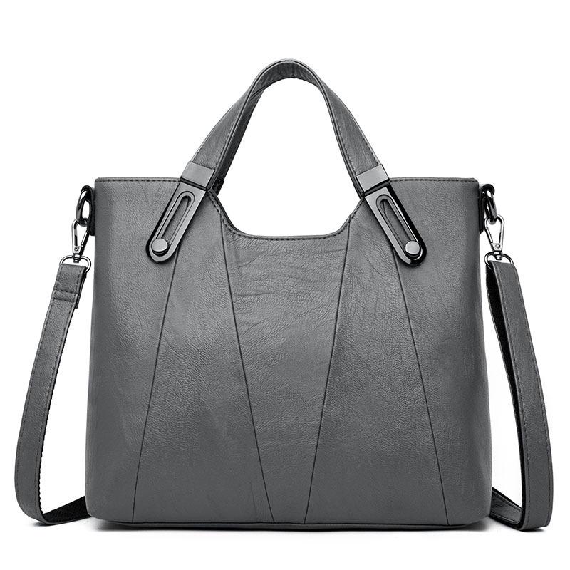 

2026 Soft Leather Fashion Handbag for Middle-aged Women: Large Capacity, Versatile Single Shoulder or Crossbody Bag світло-сірий колір