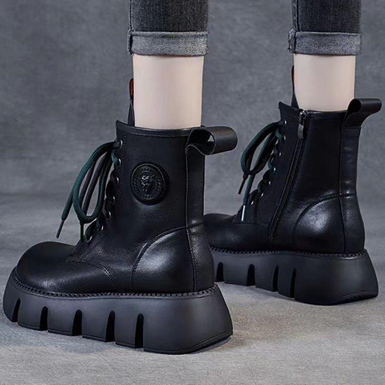 Dámské kozačky s kulatým zipem na straně hlavy Ležérní móda Holínky Martin