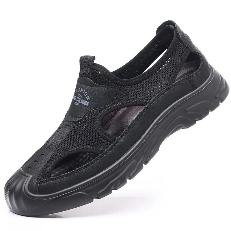 Men's Quick-Dry Water Shoes - Breathable Mesh Sandals for Beach/Pool/Hiking, Non-Slip Lightweight Aqua Shoes with Drainage Holes, Summer Outdoor