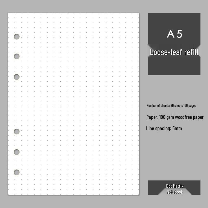 6-Hole A5 Notebook Refill: A6 Size, 80 Sheets, 100gsm Dowling Paper