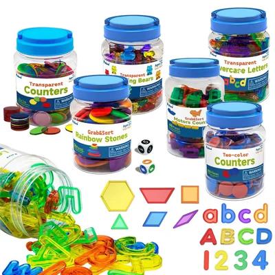 Crianças Colorido Transparente Letras Números Conjunto Sensorial Mesa de Luz Brinquedo Contagem Soletrando Montessori Educacional Brinquedo Matemático