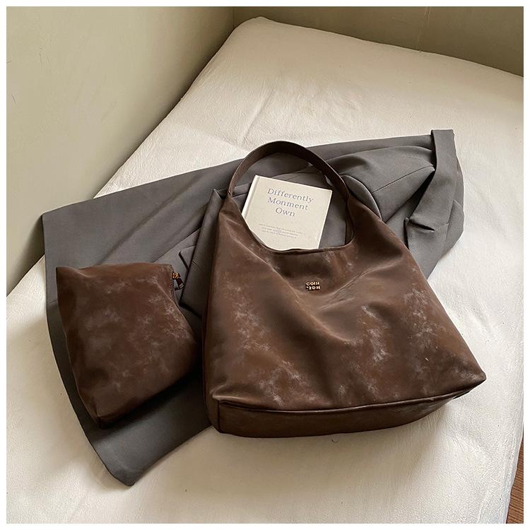 Suede mother and child tote bag, new retro high-end underarm bag, student large-capacity commuter bag