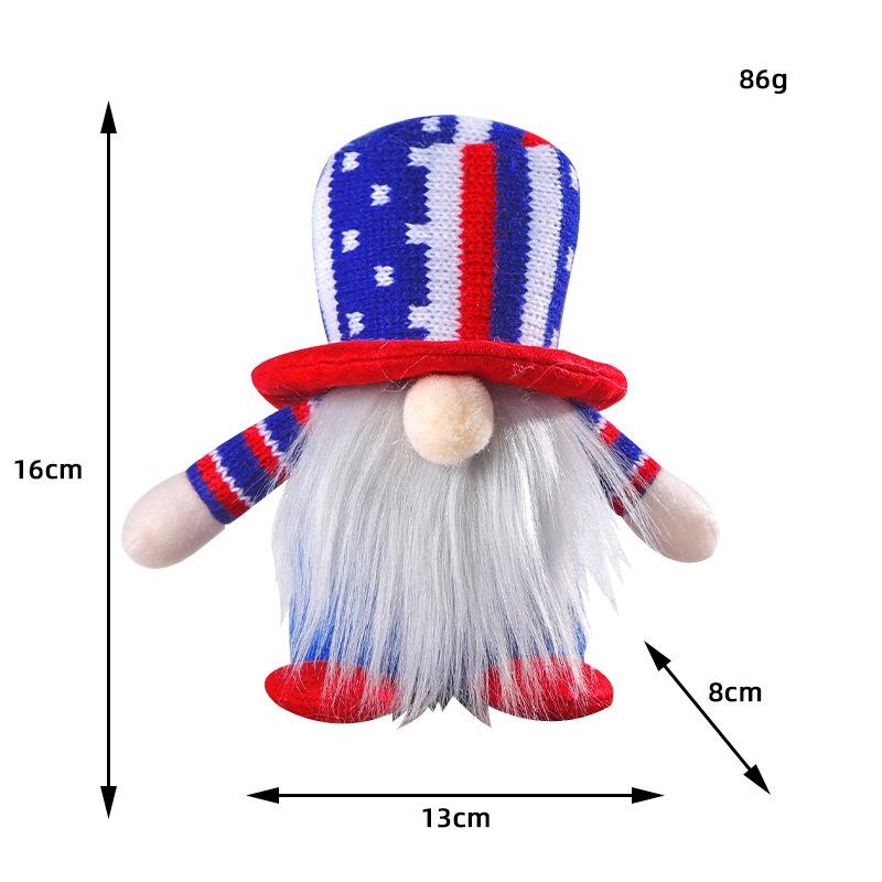 Amerikanischer Unabhängigkeitstag Strickmütze Puppenornamente Niedlicher Wicht Gesichtslos Alte Puppenornamente