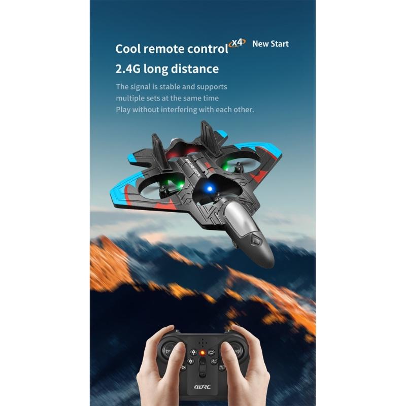 Remote Control Foam Jet Fighter Stunt Plane with LED Lights Perfect for Kids and Teens Ages 6-14
