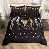 Death Moth Duvet Cover Set Skull Bedding Set Snake Mandala Moon Phase Comforter Cover Trippy Skeleton Quilt Cover Set Queen Size