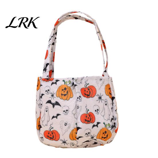 Non-woven Fabric Candy Bag Halloween Bucket for Kids, Non-Woven Trick or Treat Tote Party Favor Basket, Pumpkin Ghost Snack Holder with Handle Favors