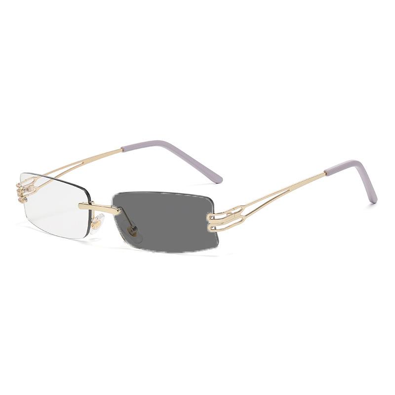 Fashion Frameless Square Color Changing Myopia Glasses for Women Men Anti Blue Light Photochromic Myopia Glasses Luxury Near Sight Eyeglasses