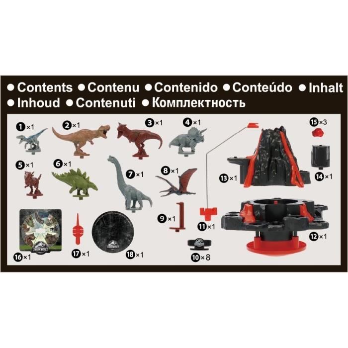 Jeu De Société - EPOCH GAMES - Jurassic World Shaky Volcano - Volcan En Éruption, Dinosaures À Sauver !