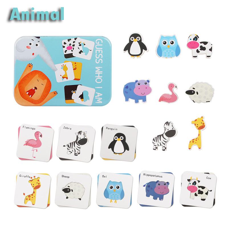

Dinosaur Animal Shape Matching Puzzles Cognitive Card Baby Montessori Toys Guess Fruit Vegetable Traffic Insects Learning Toys