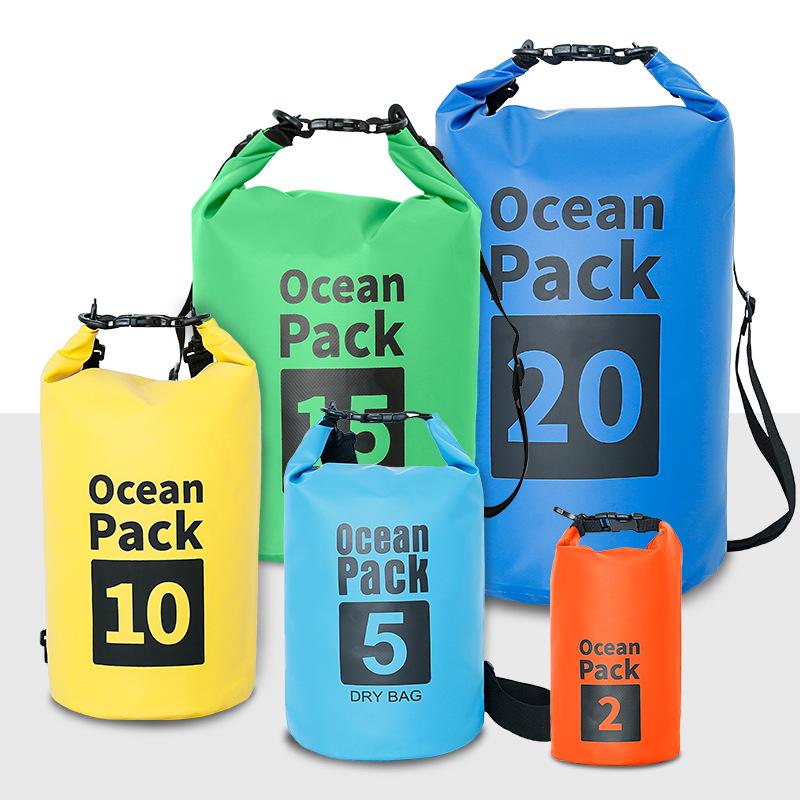 Waterproof Roll-Top Barrel Bag for Outdoor Sports & Rafting 2L синий