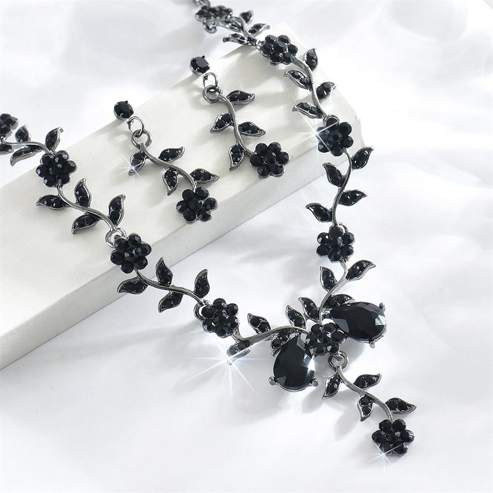 New Bride Rhinestone Droplet Necklace Earring Jewelry Set Women's Banquet Dress Matching Accessories