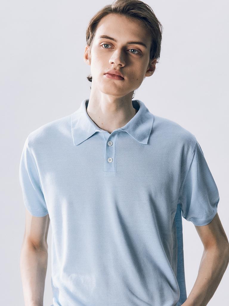 EDWARDMAX Geneva Short-Sleeve Knitwear Blue