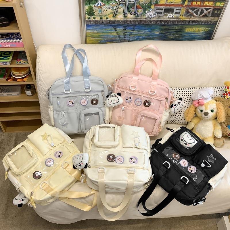 Crossbody bag female cute large-capacity junior high school student Japanese transparent pain bag large-capacity tote bag student shoulder bag tide