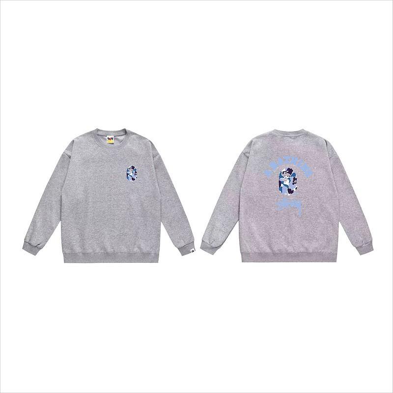 Unisex lässiger übergroßer Rundhals-Pullover mit Schriftzug-Print leichter Baumwoll-Hoodie
