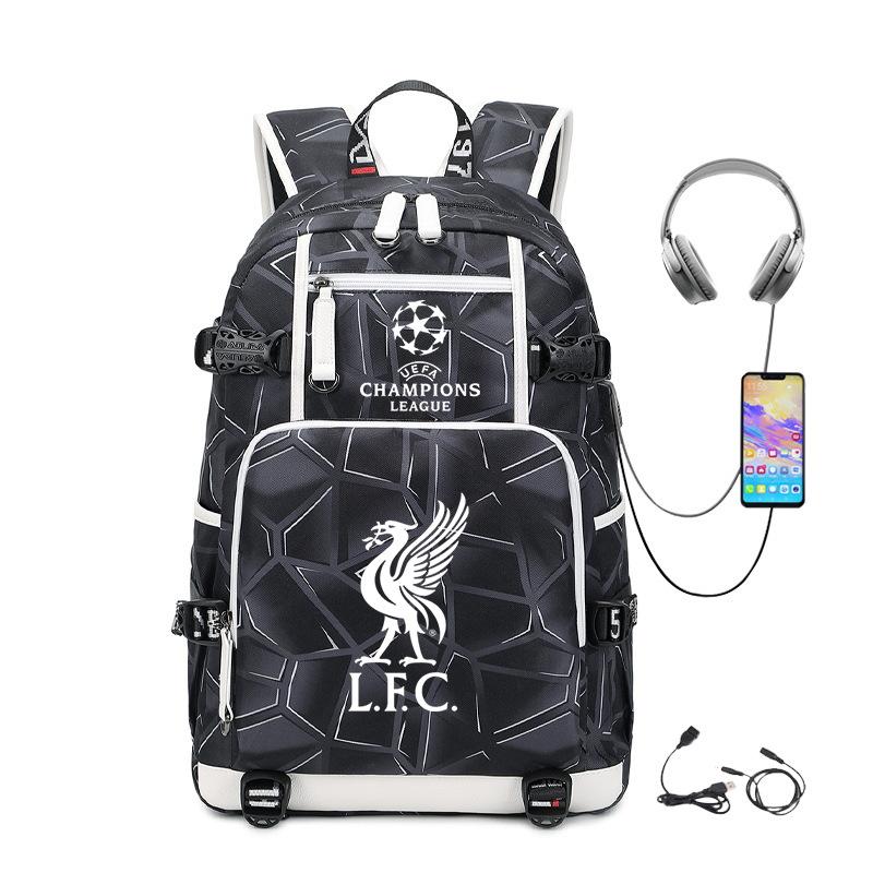 Football Printed Student Backpack Multifunctional Usb Interface Large Capacity Leisure Travel Backpack