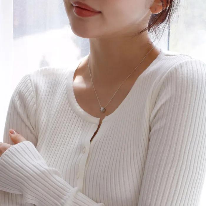 925 Silver Mini Double Cylinder Ring Necklace