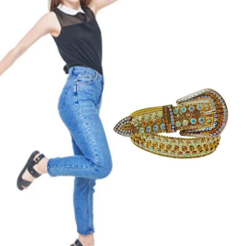 Adult Shinning Waist Belt Luxurious Pin Buckle Waist Belt Adjustable Length Y2K Rhinestone Waist Belt for Nightclub