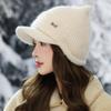 Winter Cat Ear Warm Hat Women's Velvet Thickened Cold-proof Wool Hat Windproof Ear Protection Knitted Hat