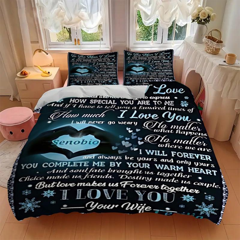 3pcs Romantic Gifts for Husband Duvet Cover Set - Machine Washable, Includes 1 Cover and 2 Pillowcases, No Core Included yy251013053