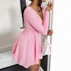 Süßes und scharfes rosa Kleid für Damen, Frühling und Sommer, sexy, einfarbig, A-Linie, schmaler Rock für heiße Girls