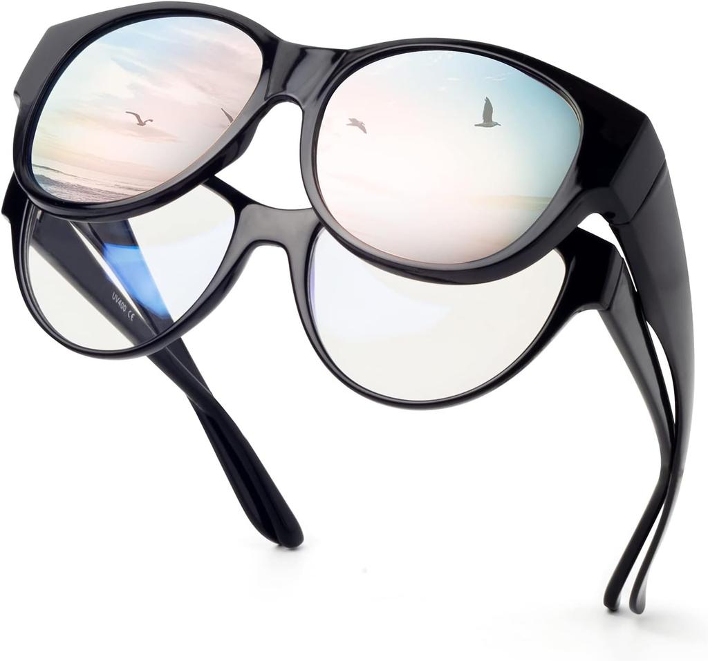 Occhiali da Sole Polarizzati Sovrapponibili Montatura in TR90 per Uomo Donna Da Mettere Sopra Occhiali da Sole Leggeri Sovradimensionati Quadrati Occhiali UV400