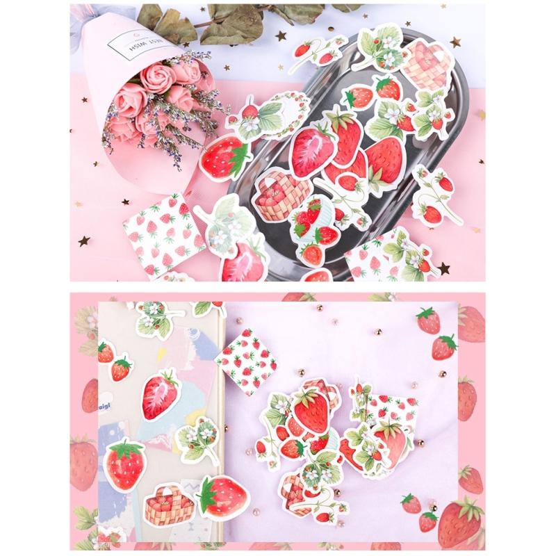 45 Pcs Strawberry Cheese Bullet Journal Decorative Stationery Stickers Scrapbooking