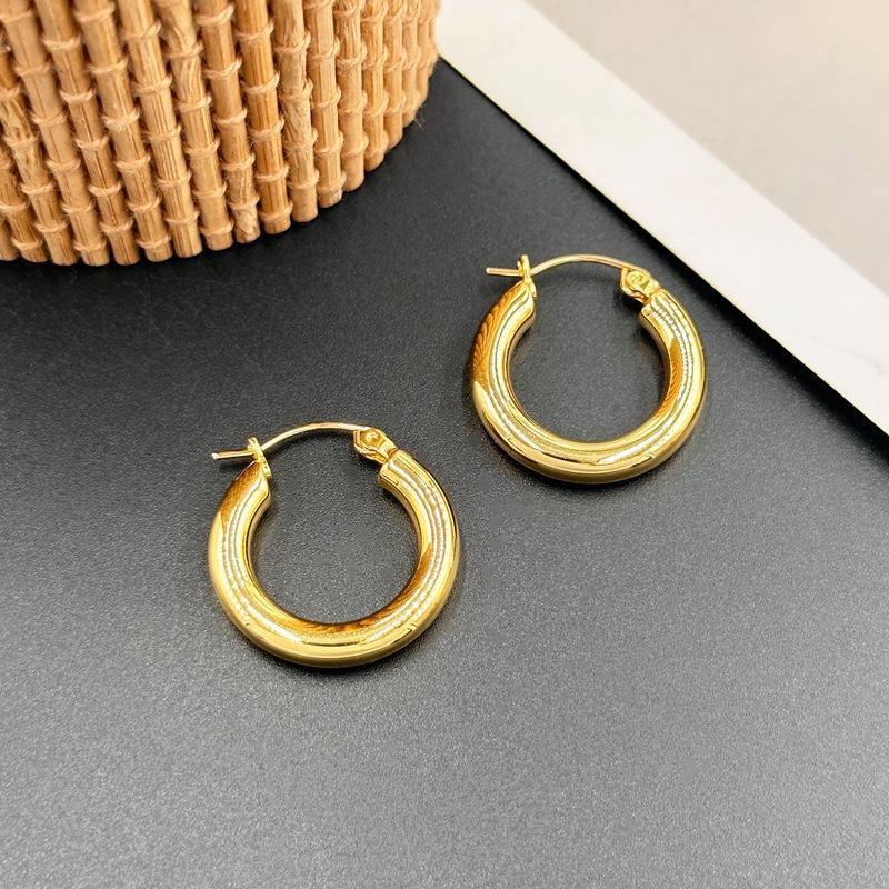 

Premium Versatile Yang Caiyu Same 18K Gold-Plated Kink Glossy French Round Irregular Gold Earrings золотой