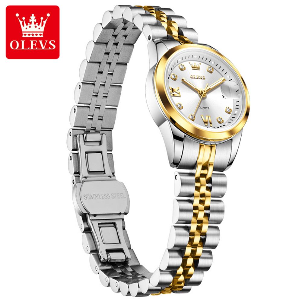 OLEVS Quarzuhren Armband Halsketten Sets für Damen Luxus Top Marke Automatisches Datum Wasserdicht Elegante Damen Kleid Armbanduhr Geschenk