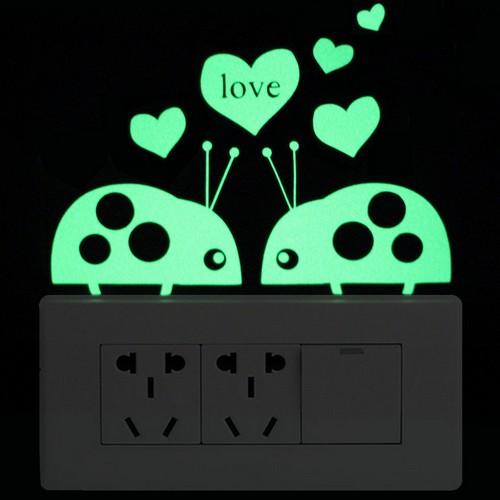Luminous Cartoon Switch Sticker Glow in the Dark Cat Sticker Fluorescent Fairy Moon Stars Sticker Kid Room Decoration Home Decor