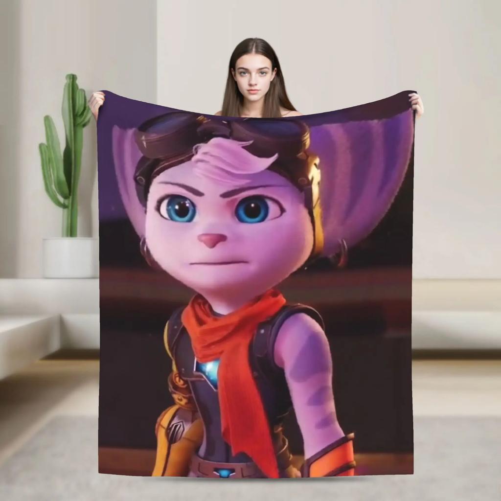 Soft Flannel Airplane Themed Throw Blanket for Girls Boys  Perfect for Travel Sofa Bed Cover Bedspread Ratchet and Clank Design