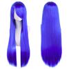 80cm Long Synthetic White Purple Cosplay Wigs Green Hair Straight Silver Wig Pink Hairpiece Lolita Wig with Bangs