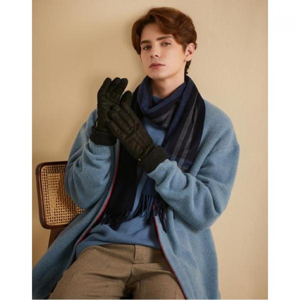 Daks Black Leather Suede Touch Gloves For Smartphone Dcgv0f171