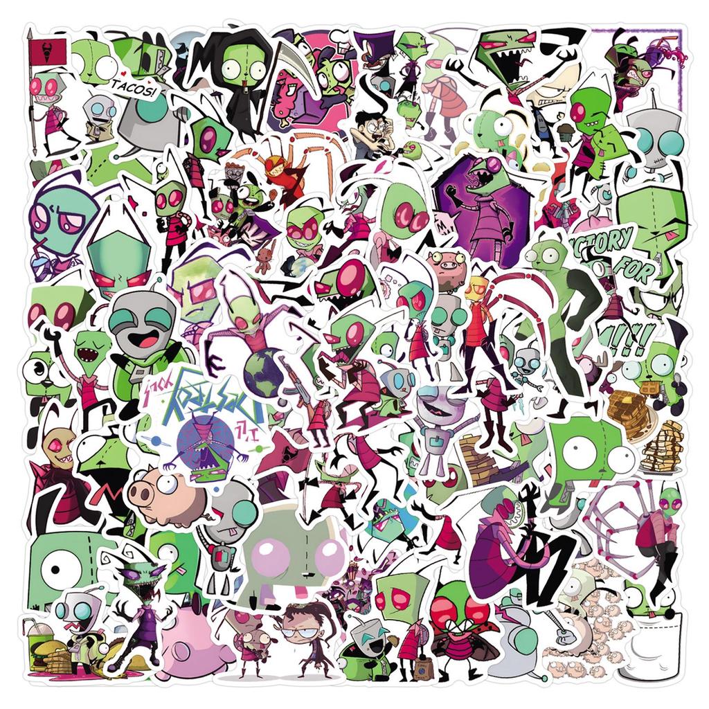 55-110 Invader ZIM Graffiti Stickers for Car, Luggage, and Cups