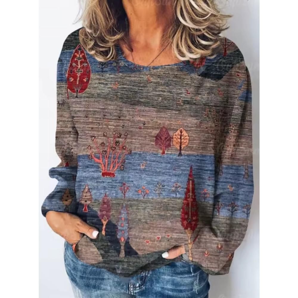 Elegant Vacation, Simple and Fashionable, Blue and White Contrasting Rules, Fine Stripe Pattern, 3D Printed Top, V-neck Long Sleeved Shirt