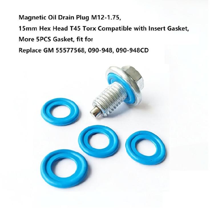 2Pack Corrosion Resistant Magnetic Drain Plugs M12X1.75 55577568, 090-948, 090-948CD For Smooth Installation