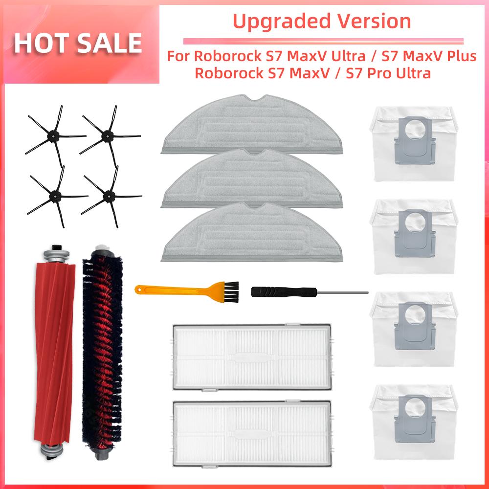 Compatible for Roborock S7 MaxV Ultra S7 Pro Ultra Accessories S7 MaxV Plus Robot Vacuum Main Side Brush Mop Filter Dust Bag