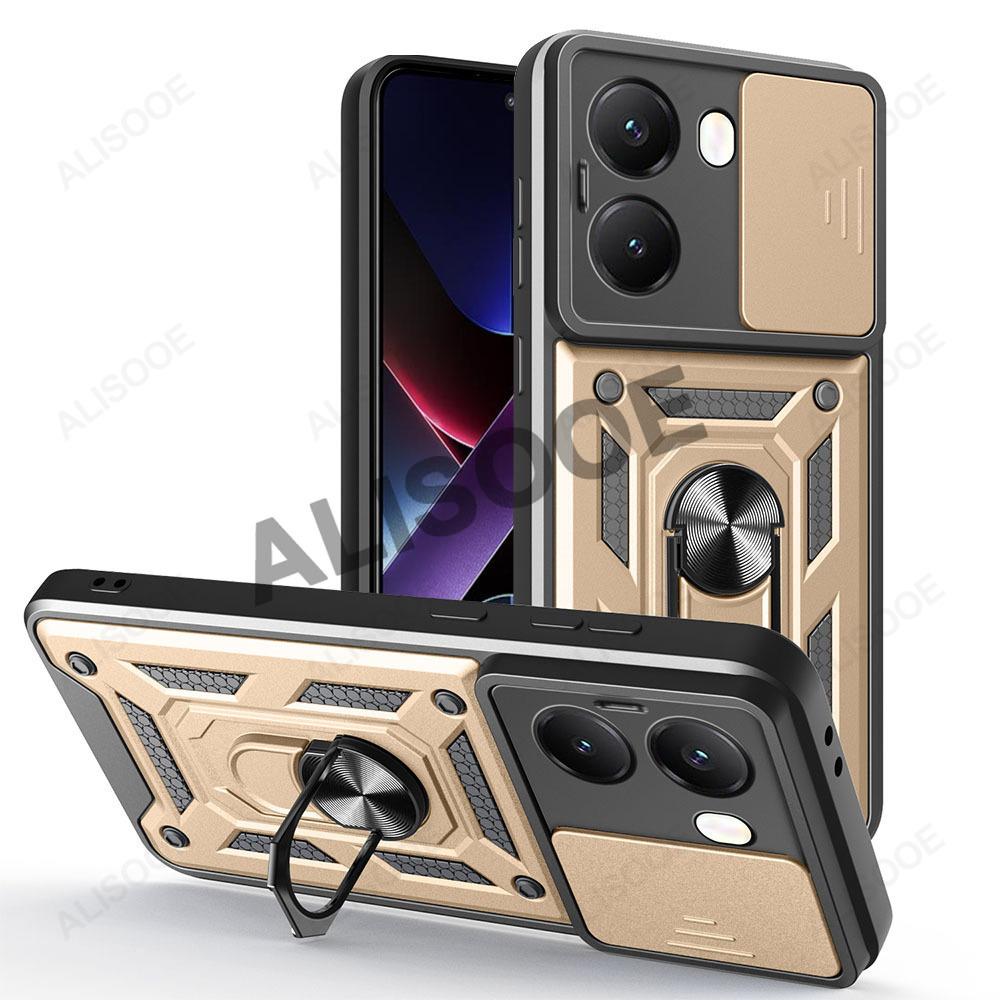 

Чехол для POCO X7 Pro 5G X6 Pro F7 Чехол-броня со шторкой для защиты объектива камеры для Xiaomi POCO X7 С кольцом-подставкой Ударопрочный Funda for POCO X7 золотой