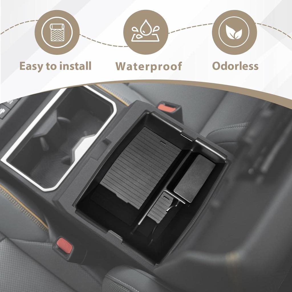 Muslogy Center Console Organizer Compatible with 2024 Toyota Tacoma 4th Gen Accessories Interior Storage Box Insert Tray Phone Pocket(Console