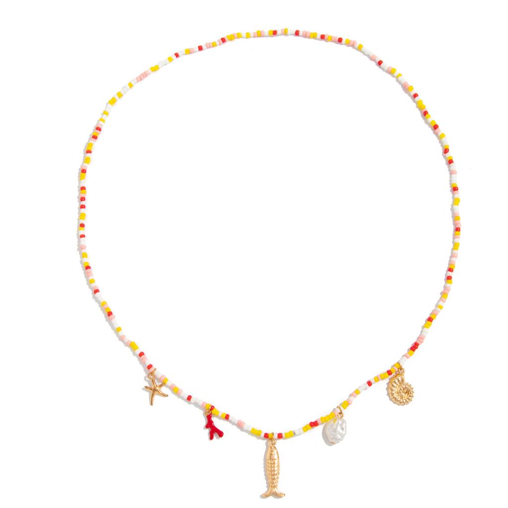 Beach Resort Wind Starfish Shell Fish Tail Waist Chain, Sexy Spice Girl Beaded Elastic Waist