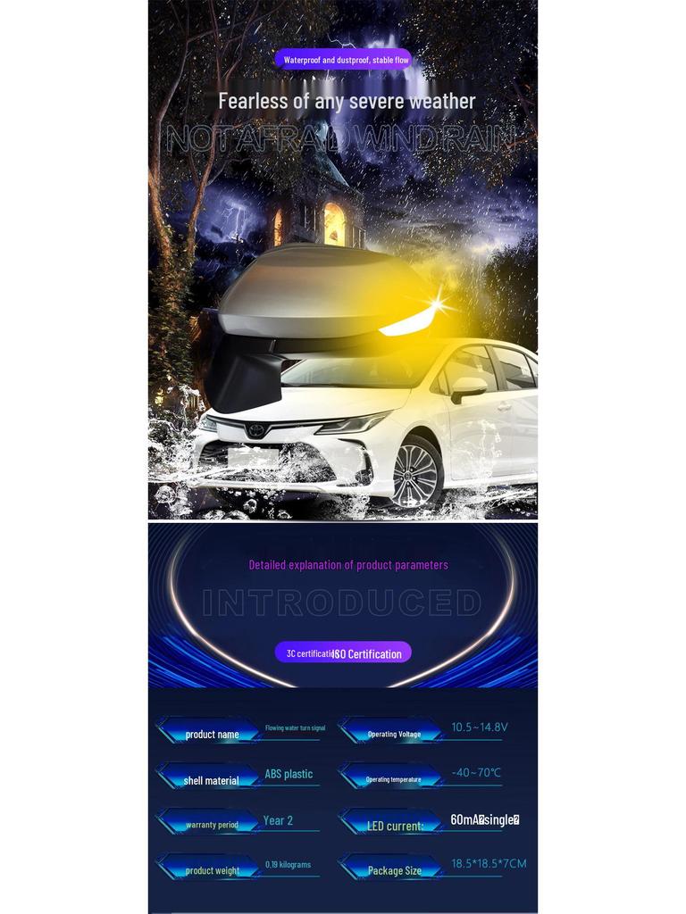 Toyota New Levin Rearview Mirror Sequential Turn Signal & Daytime Running Light - Blue Touch