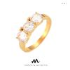 Elegant French Minimalist Gold-Plated Titanium Ring Set with Cubic Zirconia