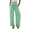 Solid Color Elastic Waistband Tied Pants Solid Elastic Waist Tether Pants Women