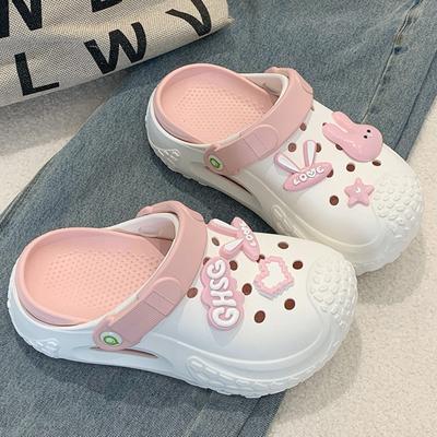 Moda 2025 Nuevas Chanclas de Plataforma de Verano para Mujer Lindos Zuecos de Conejo DIY para Niñas Sandalias de Calle con Suela Gruesa para Interior y Playa